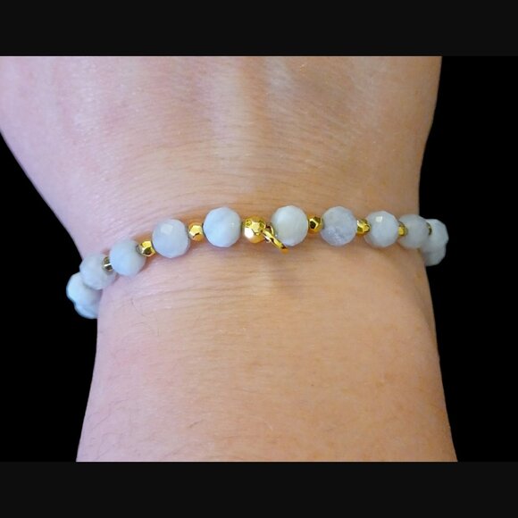 Gorjana Agate Power Crystal Gold Tone Stretch Bracelet OSFM - Picture 1 of 8